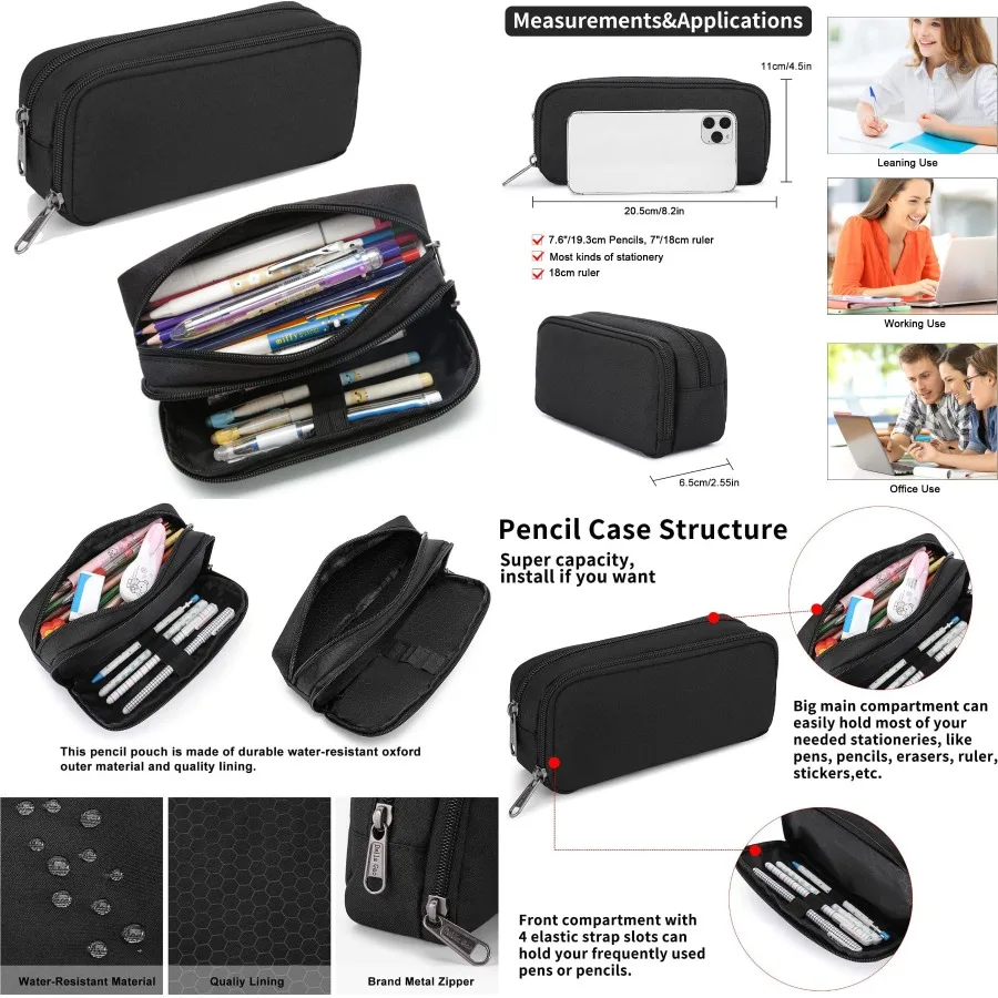 

Пенал большой емкости с эстетичным дизайном для офиса и учебы, многофункциональный прочный органайзер для канцелярских принадлежностей просто