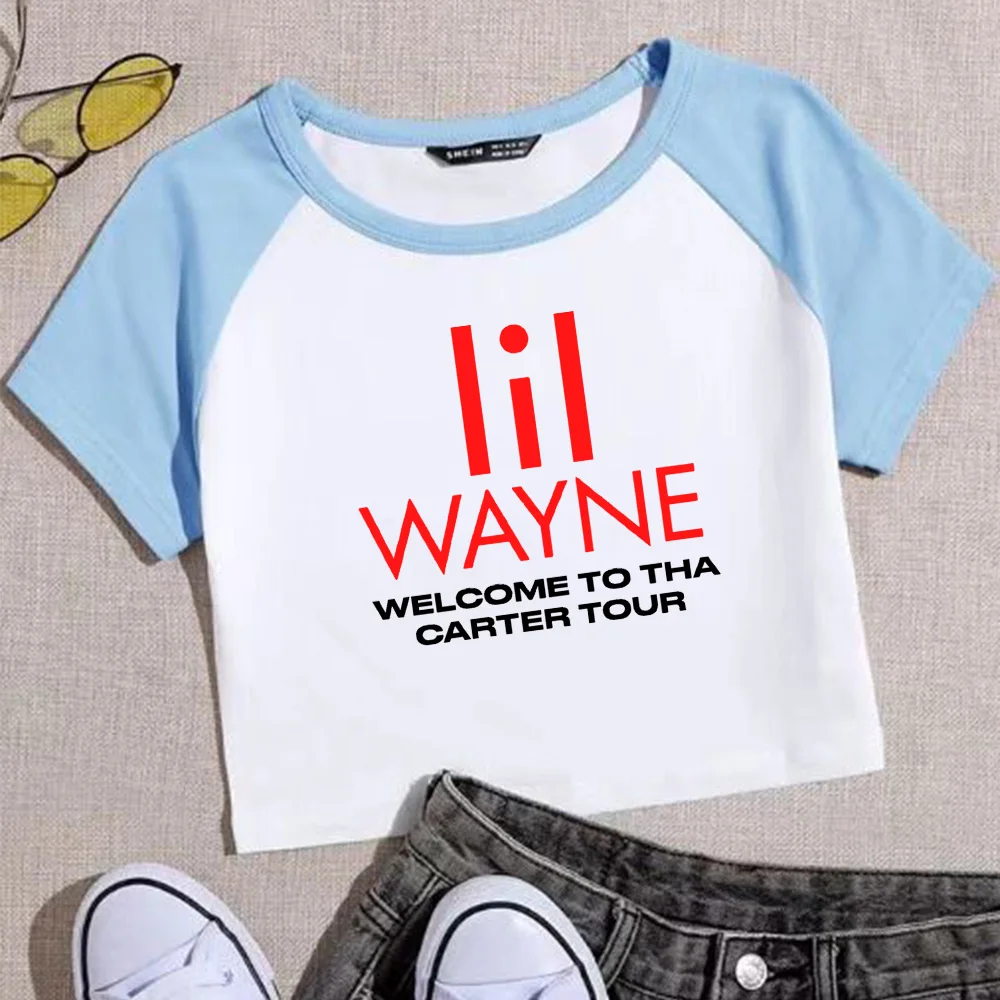 Lil Wayne Tour Crop Tops T-Shirt Women Girls Fashion O-Neck Short Sleeves Fans Gift Tops