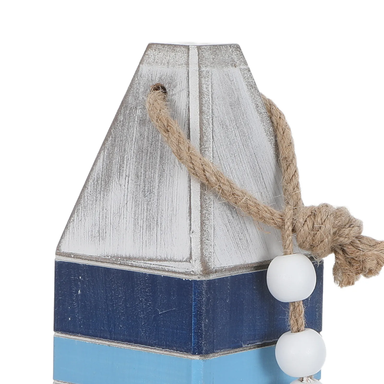 Mediterranean Wooden Buoy Rope Hanging Nautical Decor Blue White Coastal Wall Hanging Beach Bathroom Decoration Ocean Wood