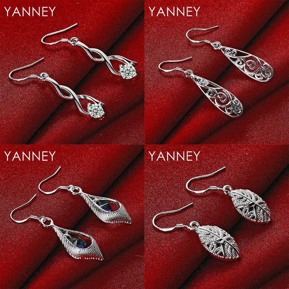 

New 925 Sterling Silver Exquisite Geometric Hollow Earrings Women Charm Party Jewelry Accessories Gift