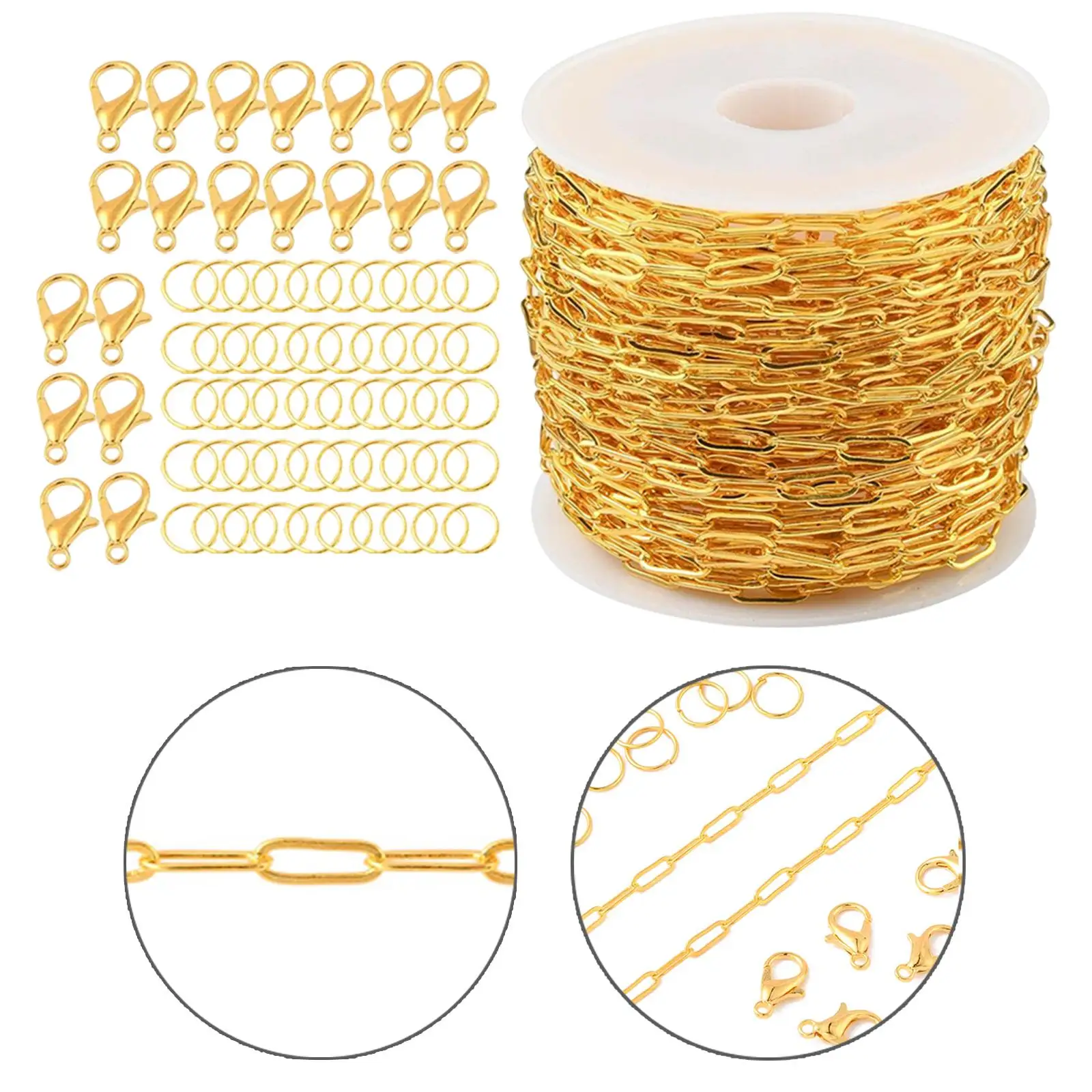 33ft Chain Roll DIY Extender Paperclip Cable Jewelry Making Body Jewelry Layered Chain Findings Crafts Accessories