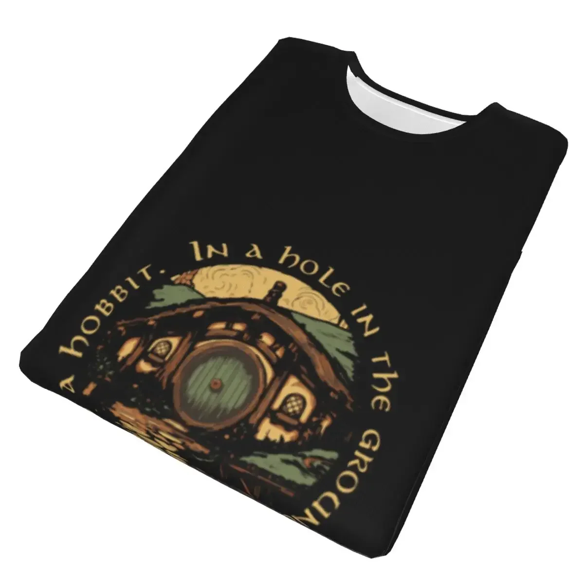 In A Hole In The Ground There Lived A Hobbit polyester T-Shirt Men'sFashion T Shirts Men Round Neck Short Sleeve