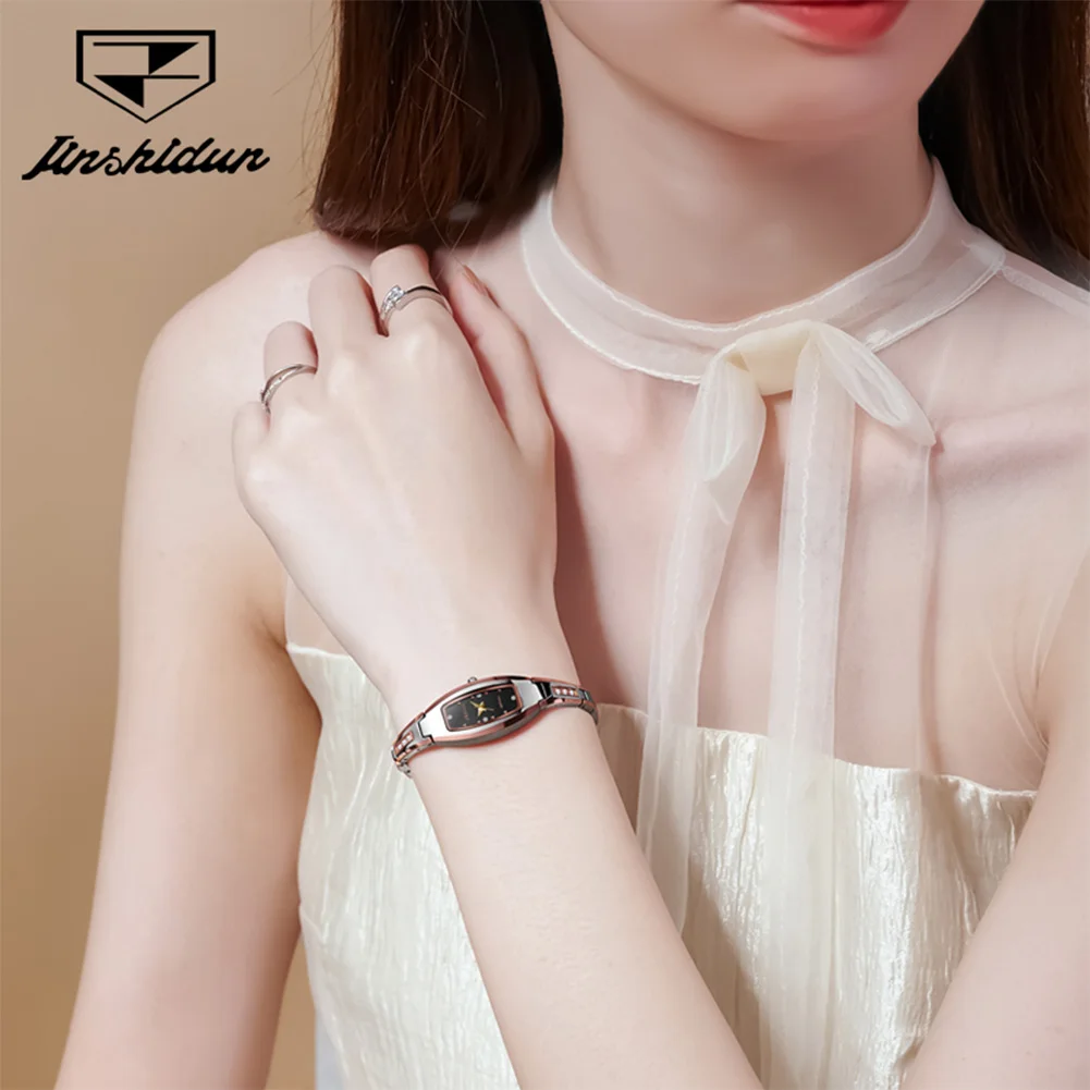 JSDUN أفضل العلامات التجارية الساعات النسائية الفاخرة موضة التنغستن الصلب الأصلي كوارتز ساعة اليد لسيدة صغيرة تونيو الهاتفي مقاوم للماء #4