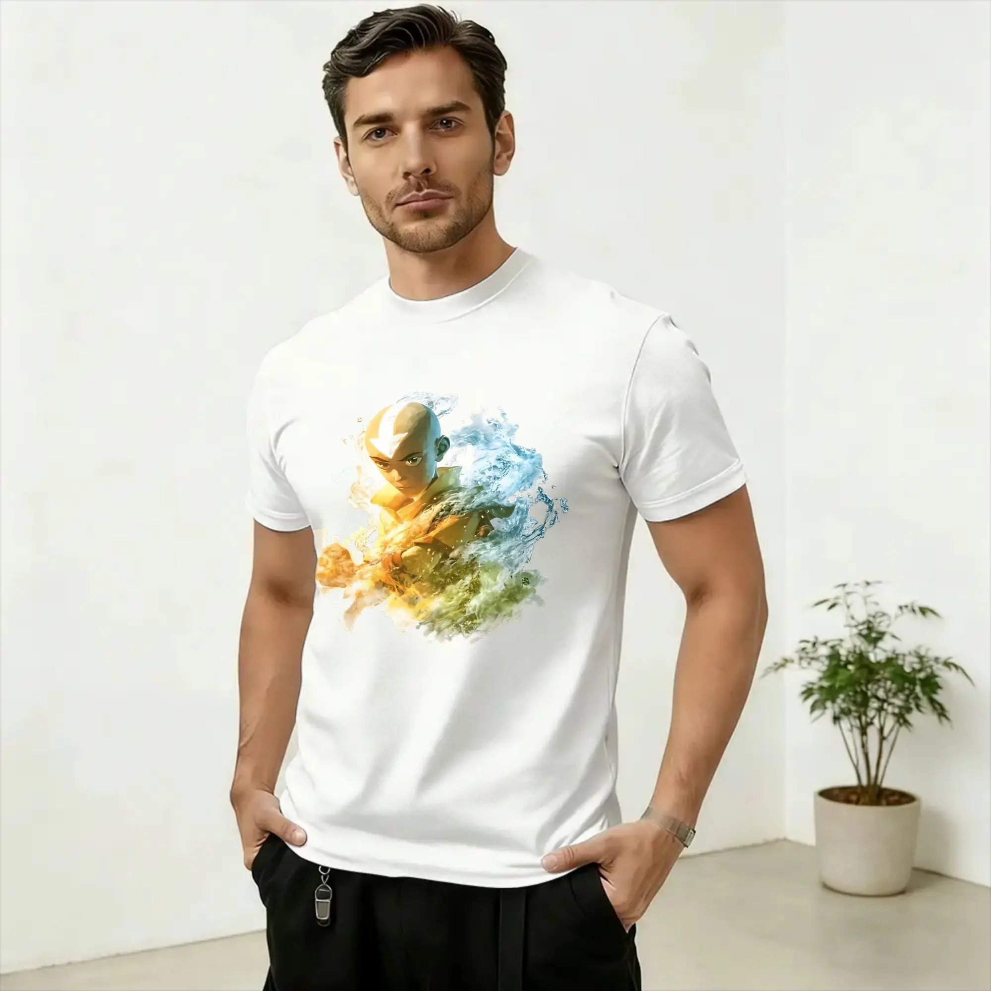 Men T-Shirts Avatars Airbender Fanart Cool Cotton Tees Short Sleeve  T Shirts Crew Neck Clothing Graphic
