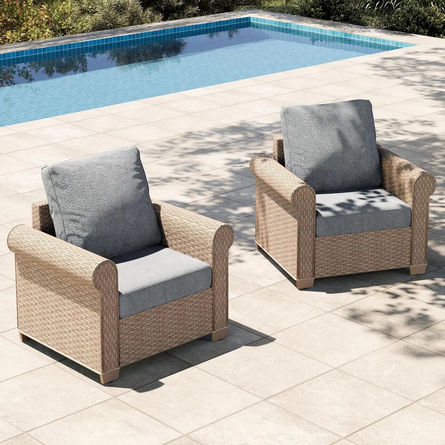 5-Seat Grey Patio Conversation Sofa Set, Outdoor Garden Furniture, 2-Piece, Customized