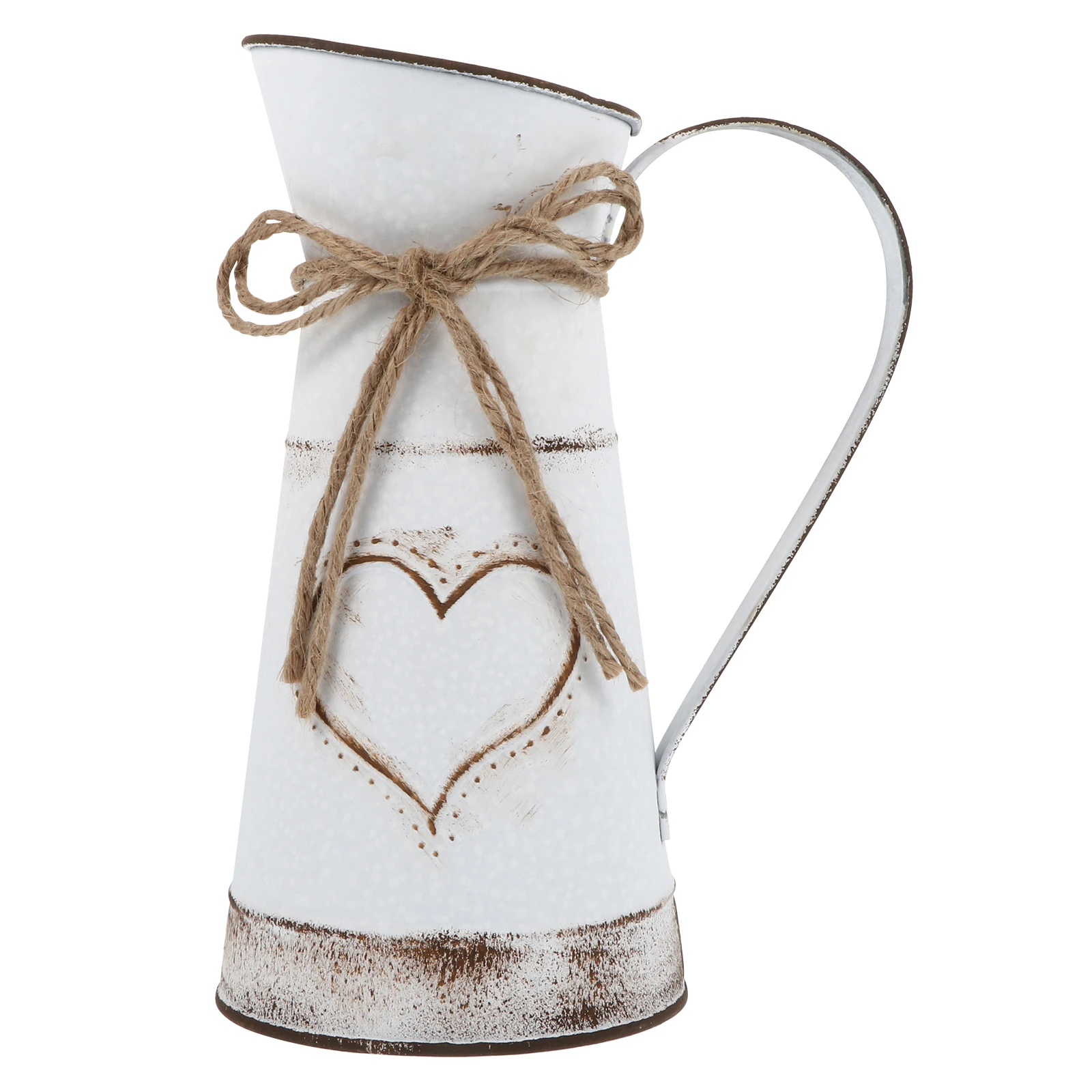 

Vintage Decor Heart Shaped Flower Pot Vase Home Metal Flowers White Decorative Mother