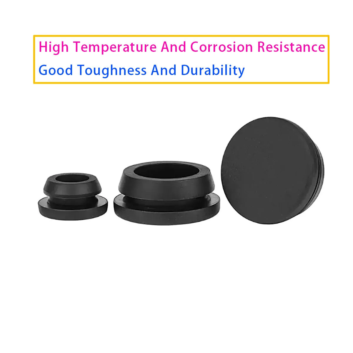 Black Conical Buckle Silicone Rubber T-shaped Plug Punching End Cap Tube Insert Anti Caking High Temperature 3-60mm