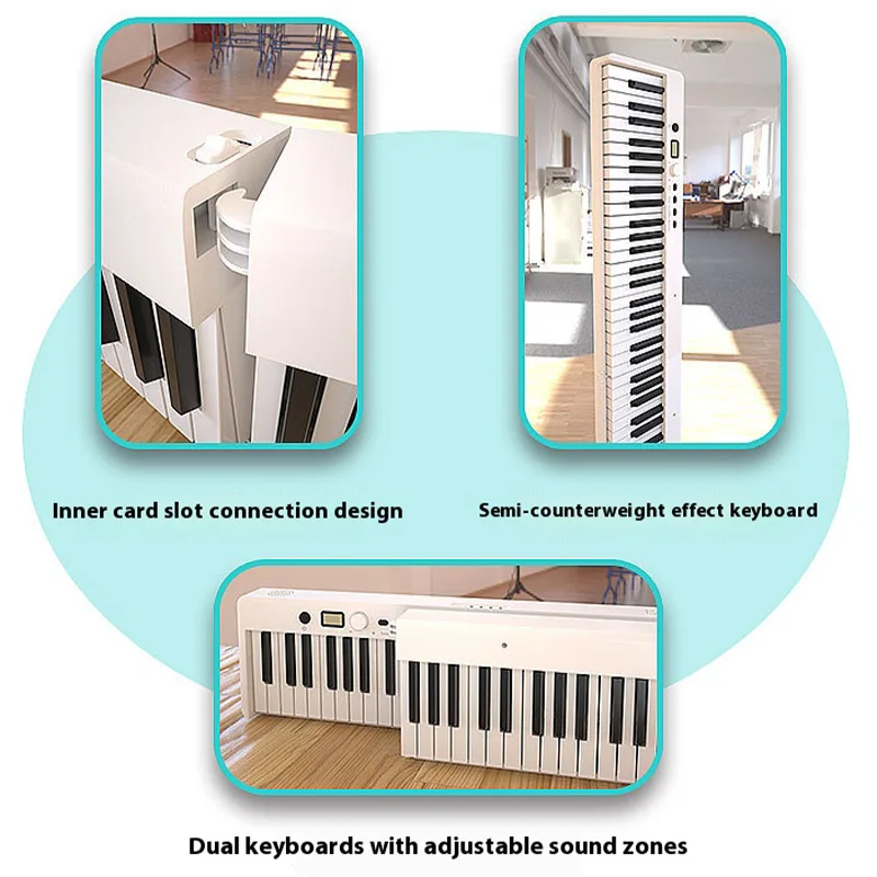 طوي 88 مفتاح البيانو الإلكتروني المحمولة لوحة المفاتيح الإلكترونية الجهاز أداة الممارسة المهنية المنزل ميدي الموسيقية بلوتوث