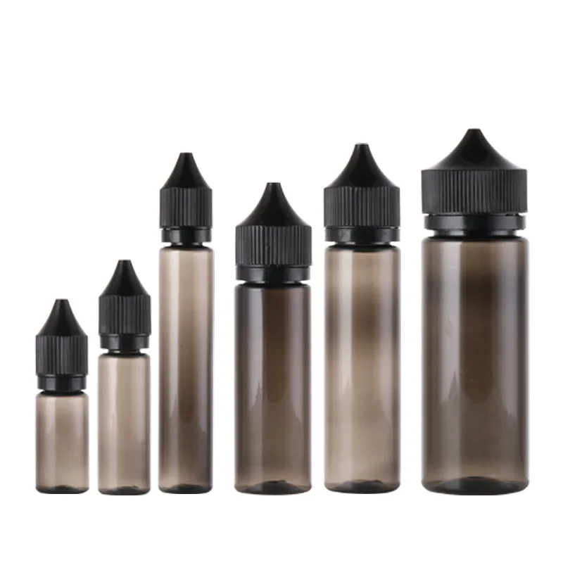 10Pcs Empty Fat E Liquid Bottles Refillable 30ml 60ml 100ml 120ml PET Long Plastic Childproof Dropper Bottles For Vape E juice