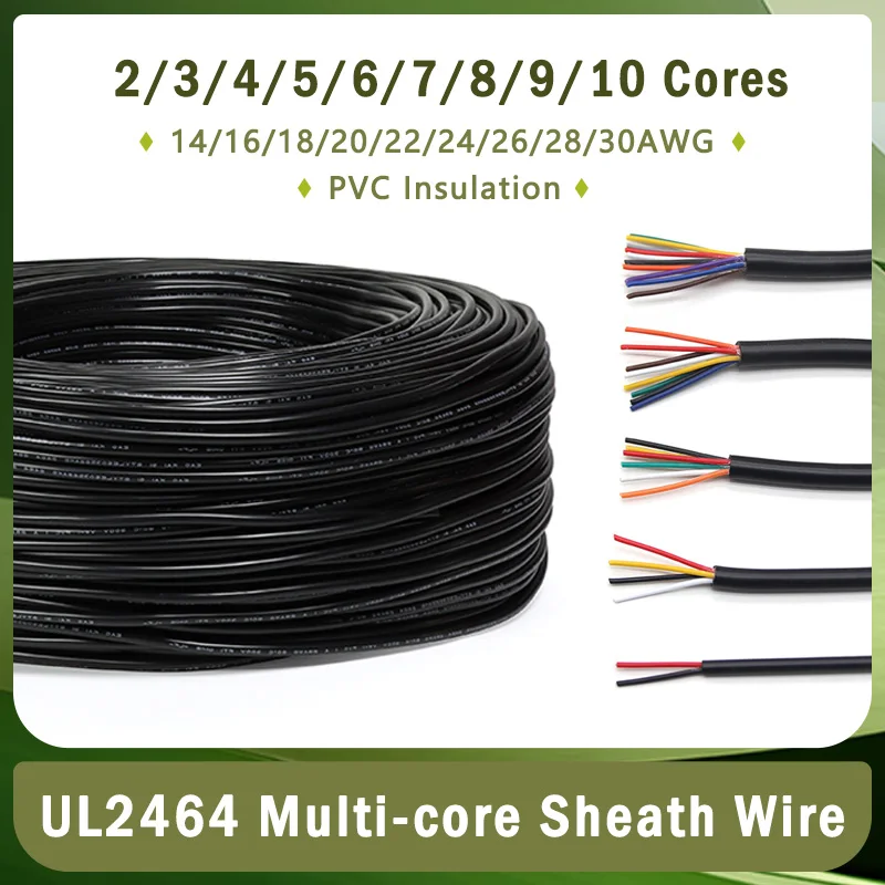 

UL2464 Многожильный оболочный провод 30-14AWG 10 9 8 7 6 5 4 3 2 ядра Канальный аудиоизолированный медный кабель Провод управления сигналом 2-10 м