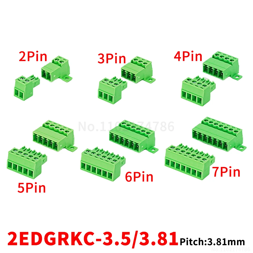 (1 Set) 2EDGRKC - 3.81mm 3.5mm Solderless butt-connect 2EDGRK 2~24Pin base-mounted plug-in terminal block KF 15EDGRKC 3.81 3.5