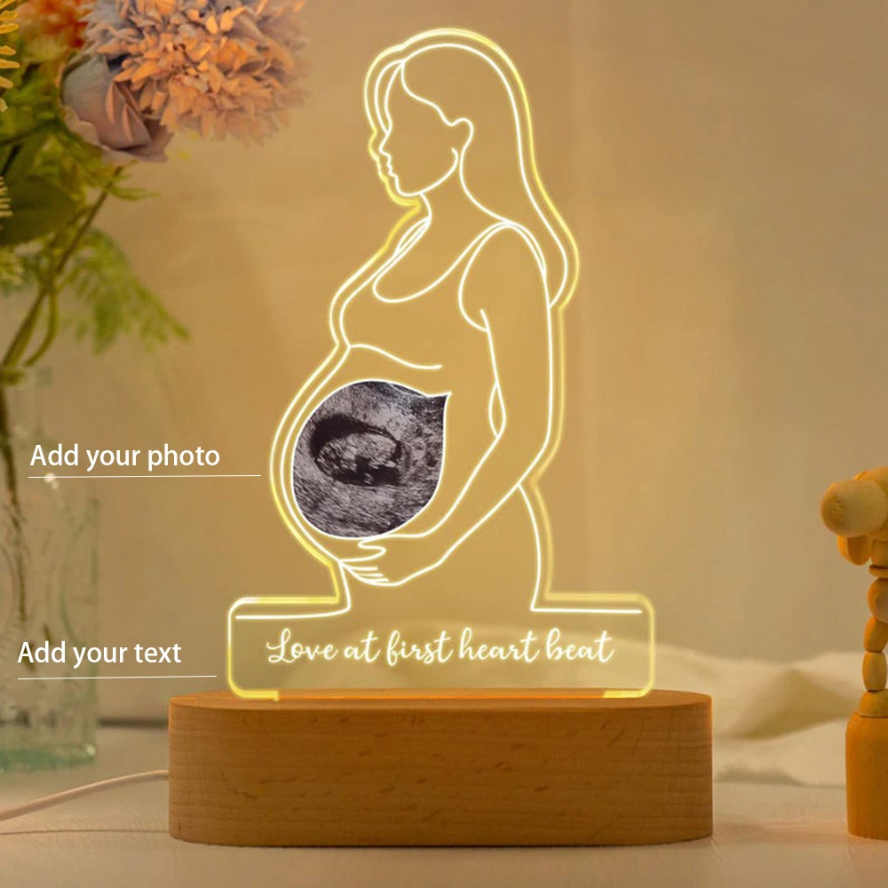 

Персонализированная светодиодная ночная лампа с ультразвуковым изображением малыша, подарок для беременных женщин, сувенир для объявления о беременности