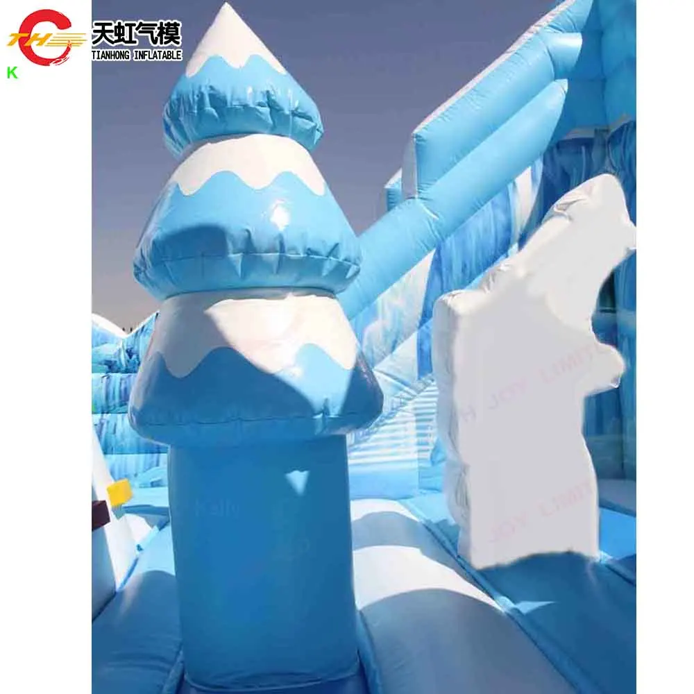 빠른 배송 6x6m 아이스 캐슬 에어바운스 슬라이드 포함 빙산 빙하 에어바운스 놀이터 (송풍기 포함)