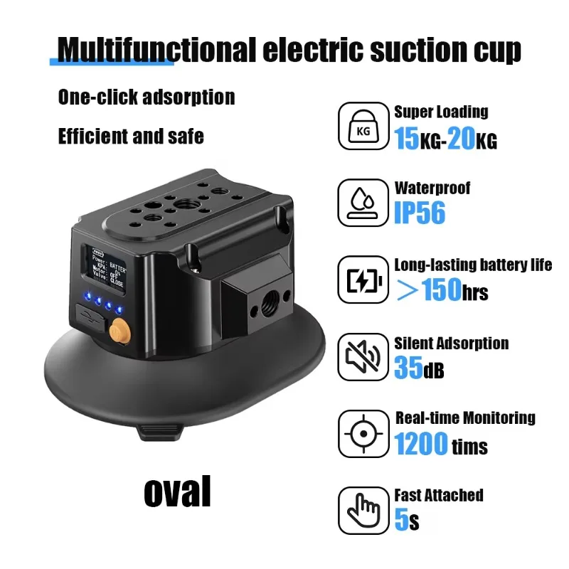 Insta360 Compatible High Quality Flexible Oval Aluminum Alloy Silicone 3-inch Suction Cup Waterproof Quick Release LCD