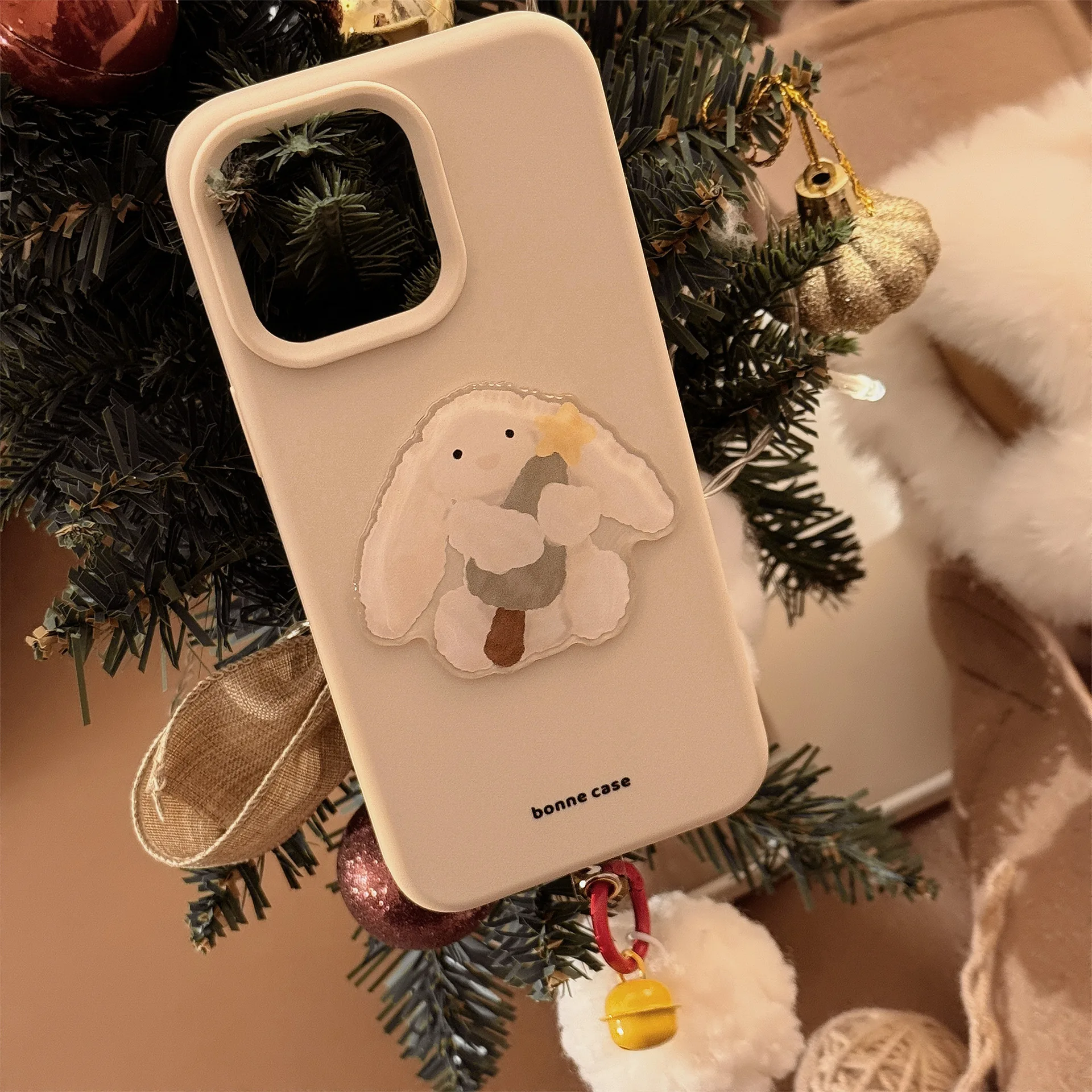 Niedliche Cartoon-3D-Häschen-weiche Handyhülle mit Anhänger für iPhone 12, 13, 14, 15, 16, Pro Max Plus, stoßfeste Silikon-Schutzhülle