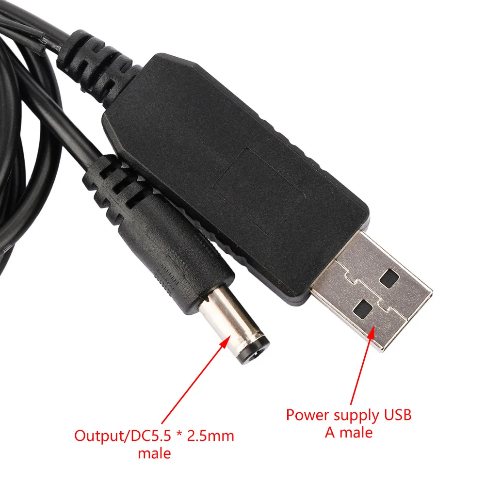 USB to DC Convert Cable DC 9V/12V 3A Step-Up Cable Boost Module 1M USB Converter Adapter Cable 5.5*2.5mm DC Plug Boost Converter