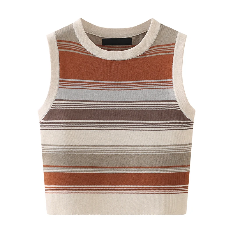 

Женские вязаные топы-кроп ITOOLIN с лоскутным узором в полоску, сексуальные топы из хлопка, повседневные топы в рубчик для женщин, весна-лето 2026