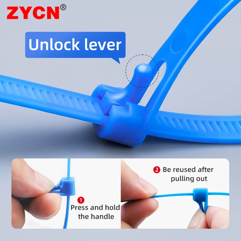 20pcs Plastic Reusable Cable Zip Ties 8*200/250/300/450 Releasable Nylon Adjust Loose Slipknot Recycle Detachable Bundle 5*200