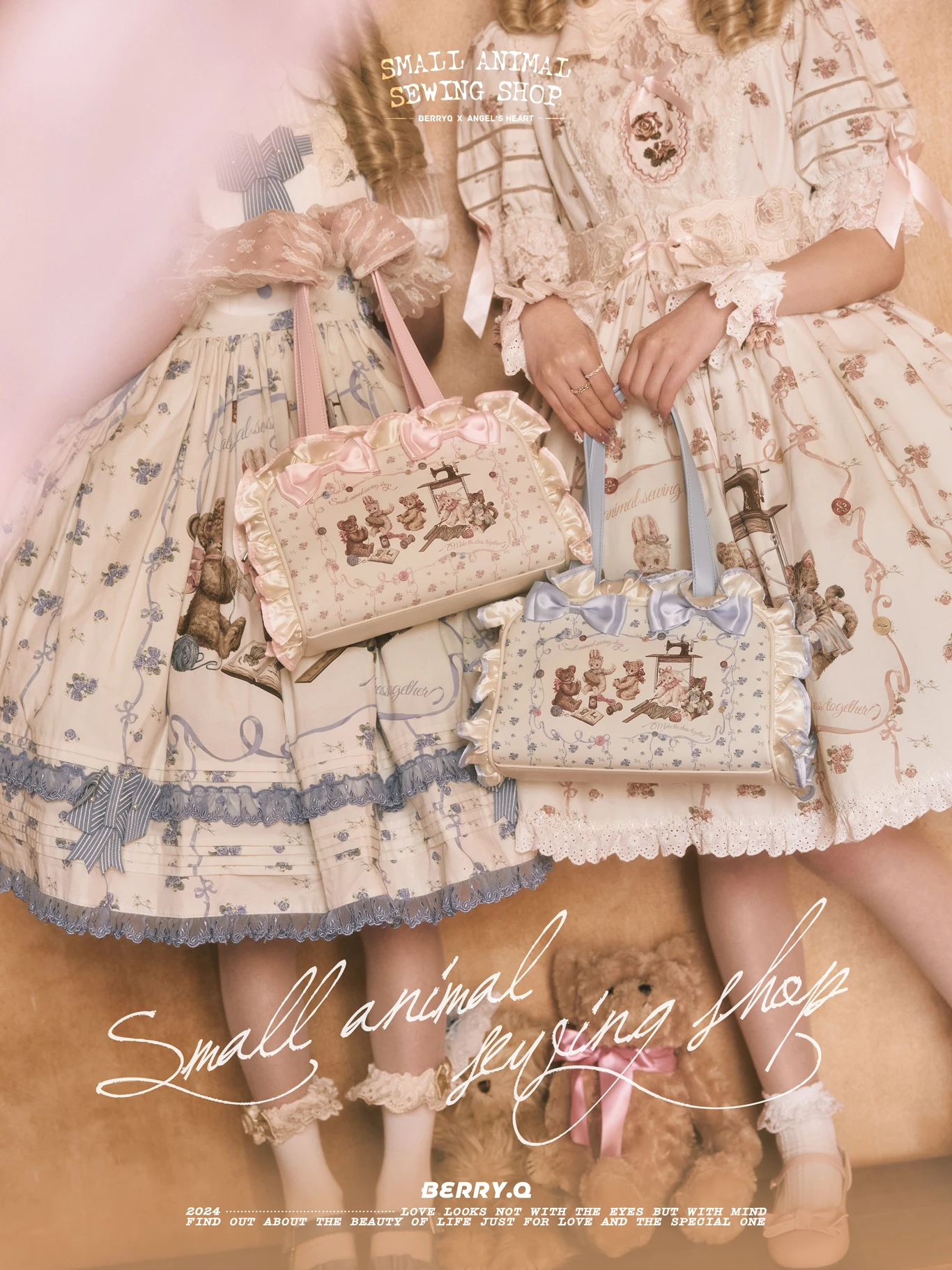 Cute Animals Sweet Cute Women's Bag Lolita Girls Ruffled Bow Handbag Fashion Tote Bags