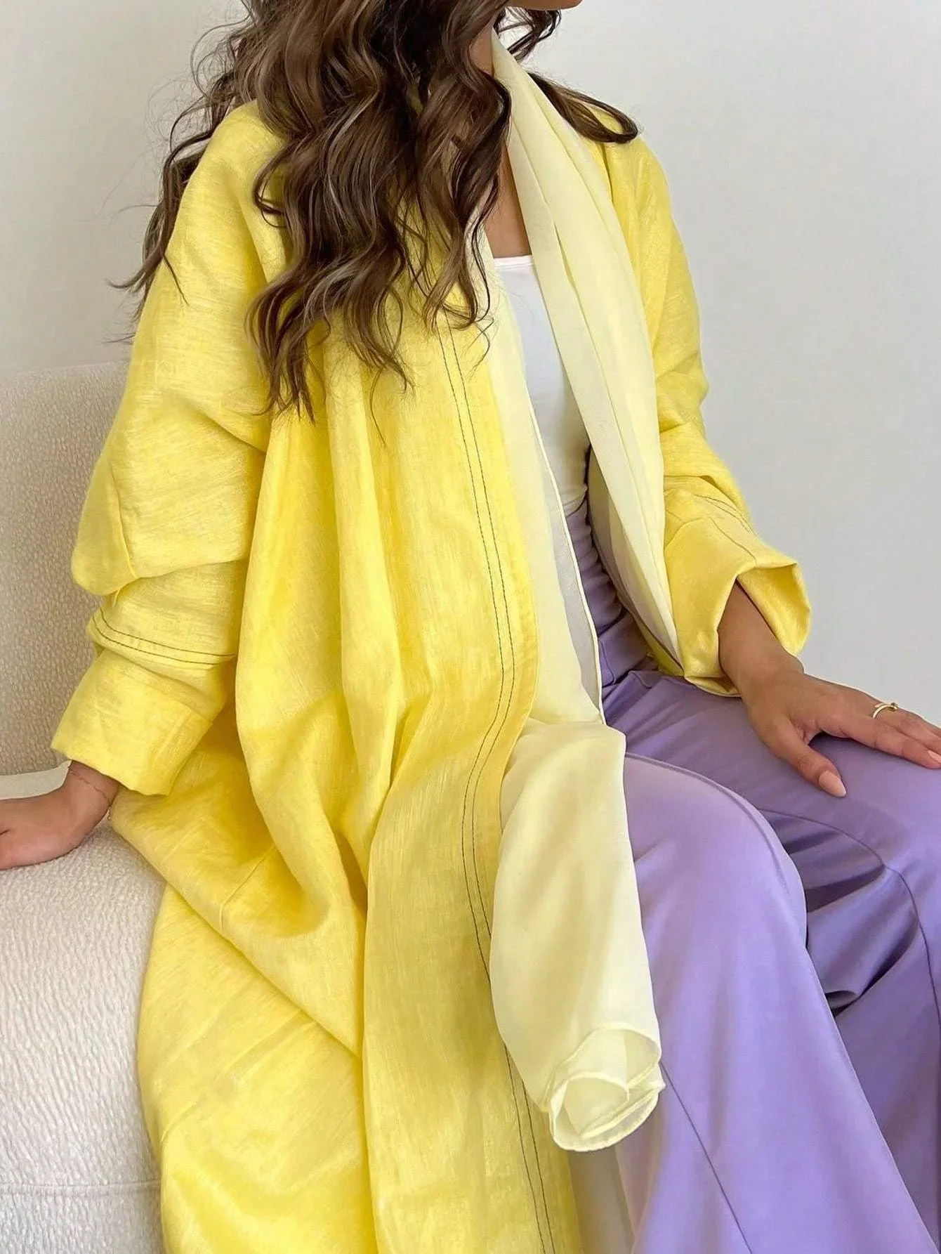 Open Front Abaya Muslim Women Casual Kaftans Maxi Dresses Jilbabs Middle-East Ethnic Clothing Full Sleeve Solid Loose Abayas