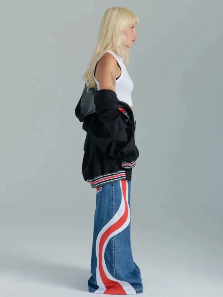 HOUZHOU Y2k Baggy Jeans Woman Oversize Wide Leg Denim Pants Harajuku Streetwear Korean Style Trousers Hip Hop American Vintage