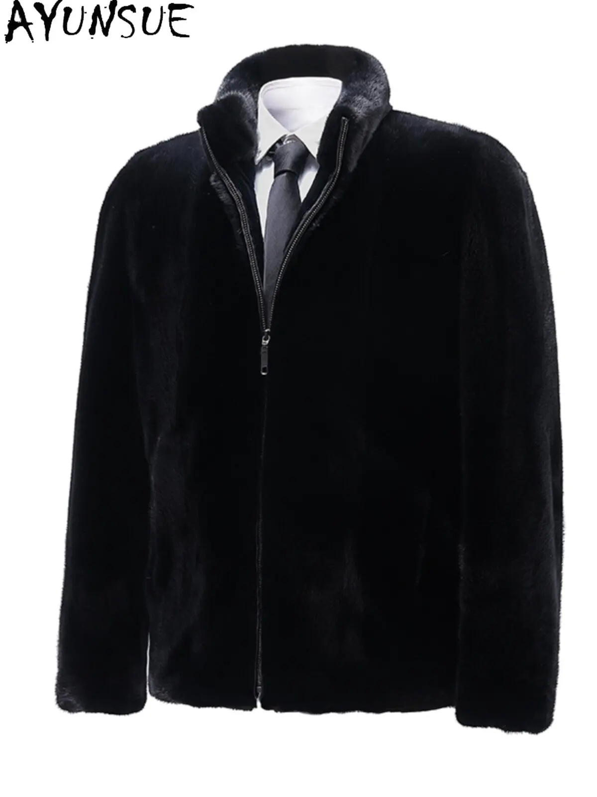 AYUSNUE Natural Mink Real Fur Coat Men Luxury Clothes Baojia Mei Level Whole Mink Coats Man Warm Winter Jacket XS-12XL Куртка