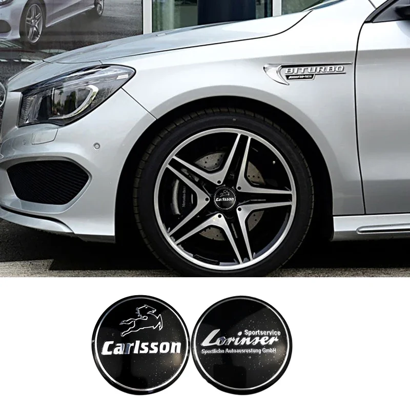 4PCS 56mm Car Tire Hub Cap Decal for Mercedes Benz Carlsson Lorinser W210 W203 W204 W202 W176 Emblem Badge Sticker Decoration