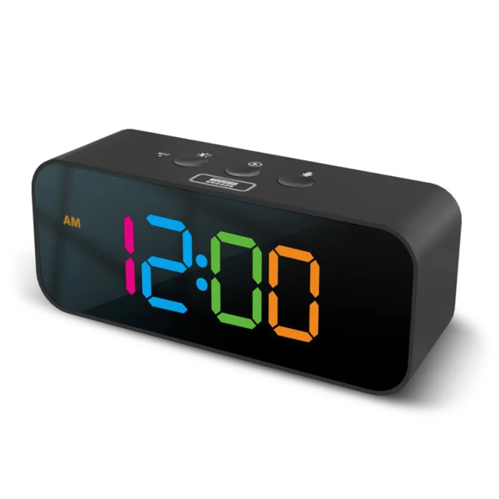 1 Piece Dual Alarm Clock With RGB Lights Large Digital Display Snooze Function For Bedroom Bedside Home Decor Accessories