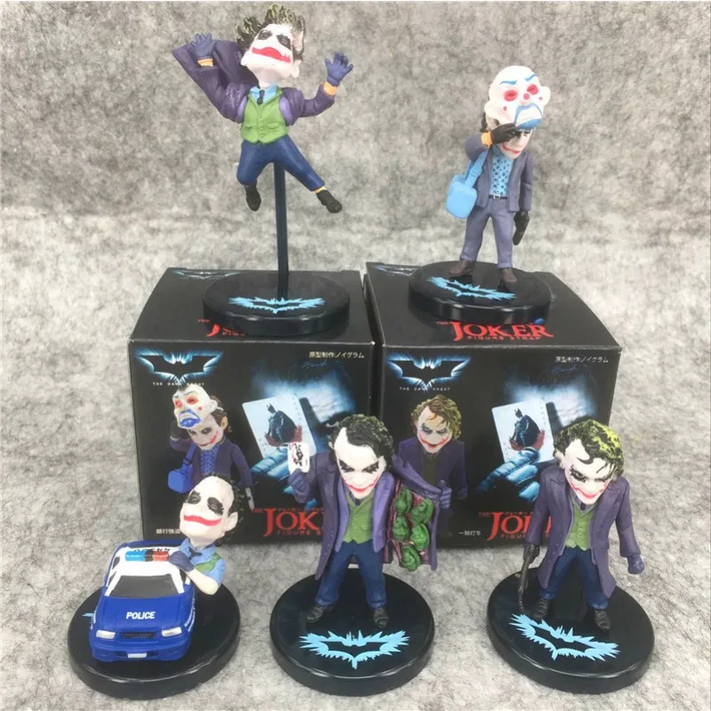 

Set of Five DC Comics Dark Knight Movie Mini Joker Action Figure PVC Sculpture Series Collection Model Toys Holiday Gift