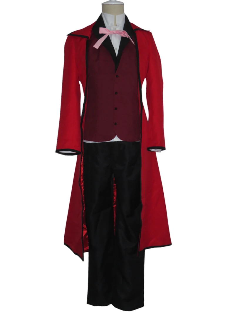 Anime Grell Sutcliff Cosplay Costumes Black Butler Death Red Uniform Outfit Shinigami Shoes Carnaval Halloween for Women Men wig