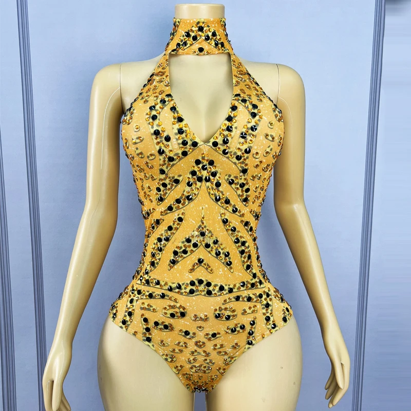 هالوين بار القطب ملابس الرقص الذهب الراين ارتداءها النساء جوجو راقصة زي ملهى ليلي DJ مهرجان الزي XS10770