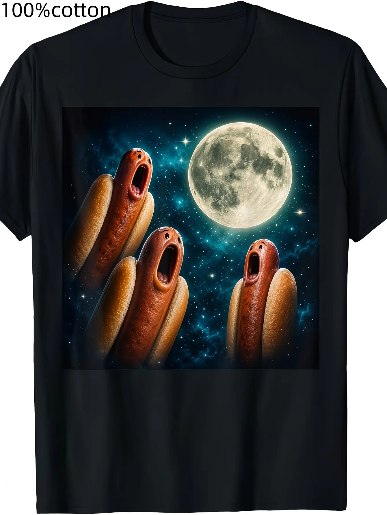Three Magical Hot Dogs Barking Under The Moon, Funny Meme T Shirt