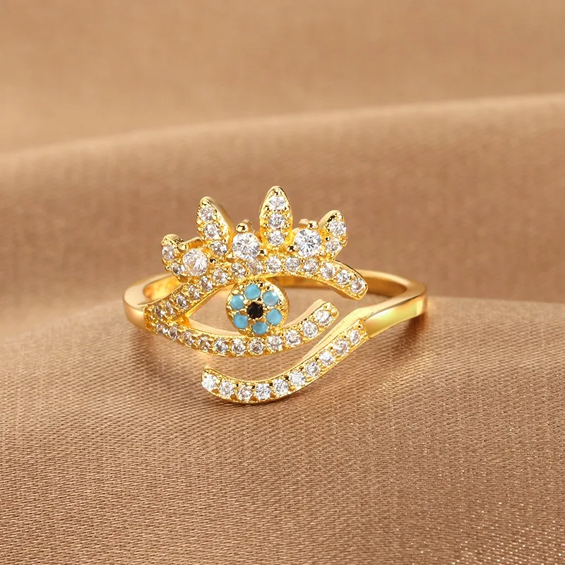 

2026 New Model "Demon's Eye" - Set with Gemstones Adjustable Opening Polished Metal Decorative Accessories