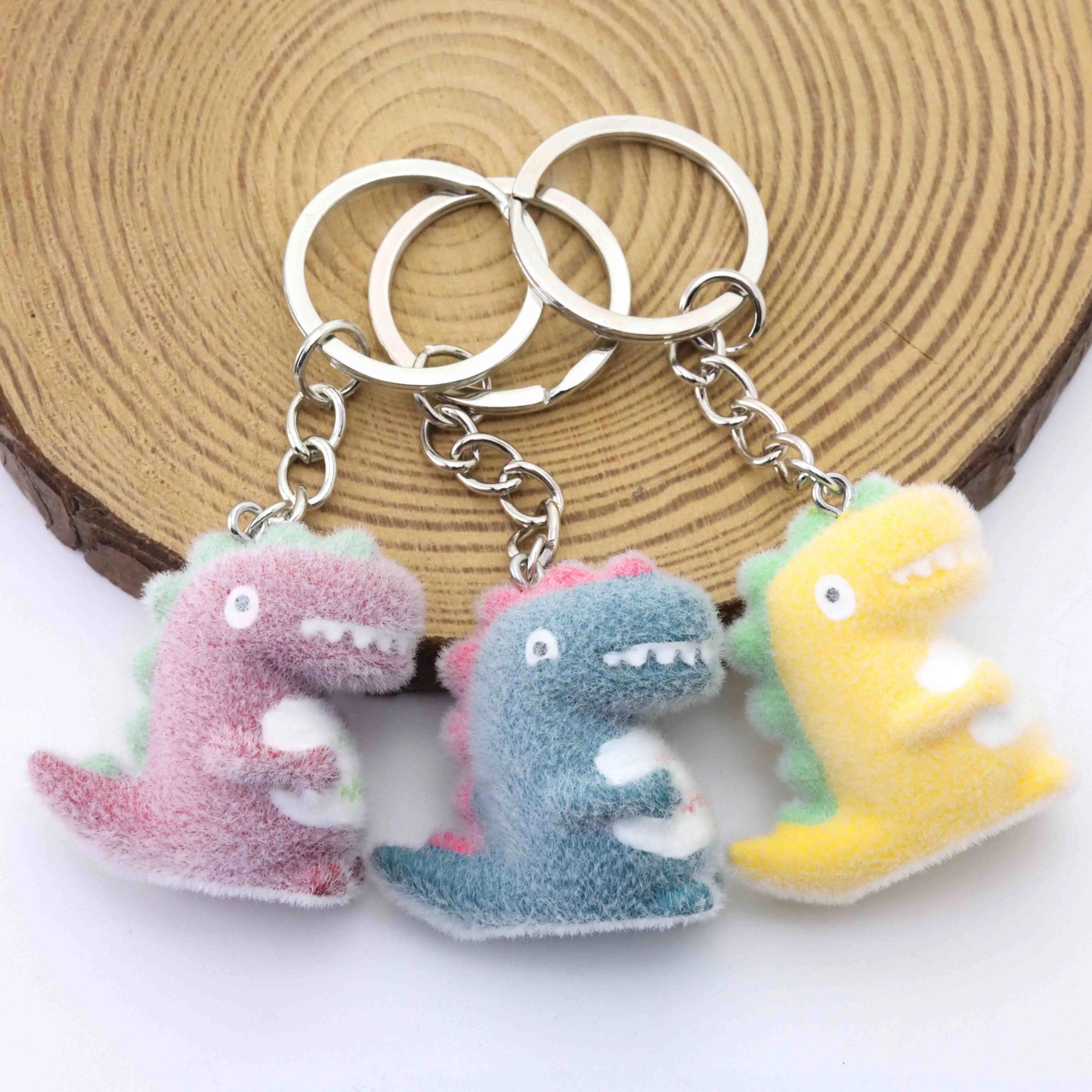 

1pcs Resin Flocking Charms Dinosaur Keychain For Jewelry Making Mobile Phone Backpack Car Decoration Pendant Accessories
