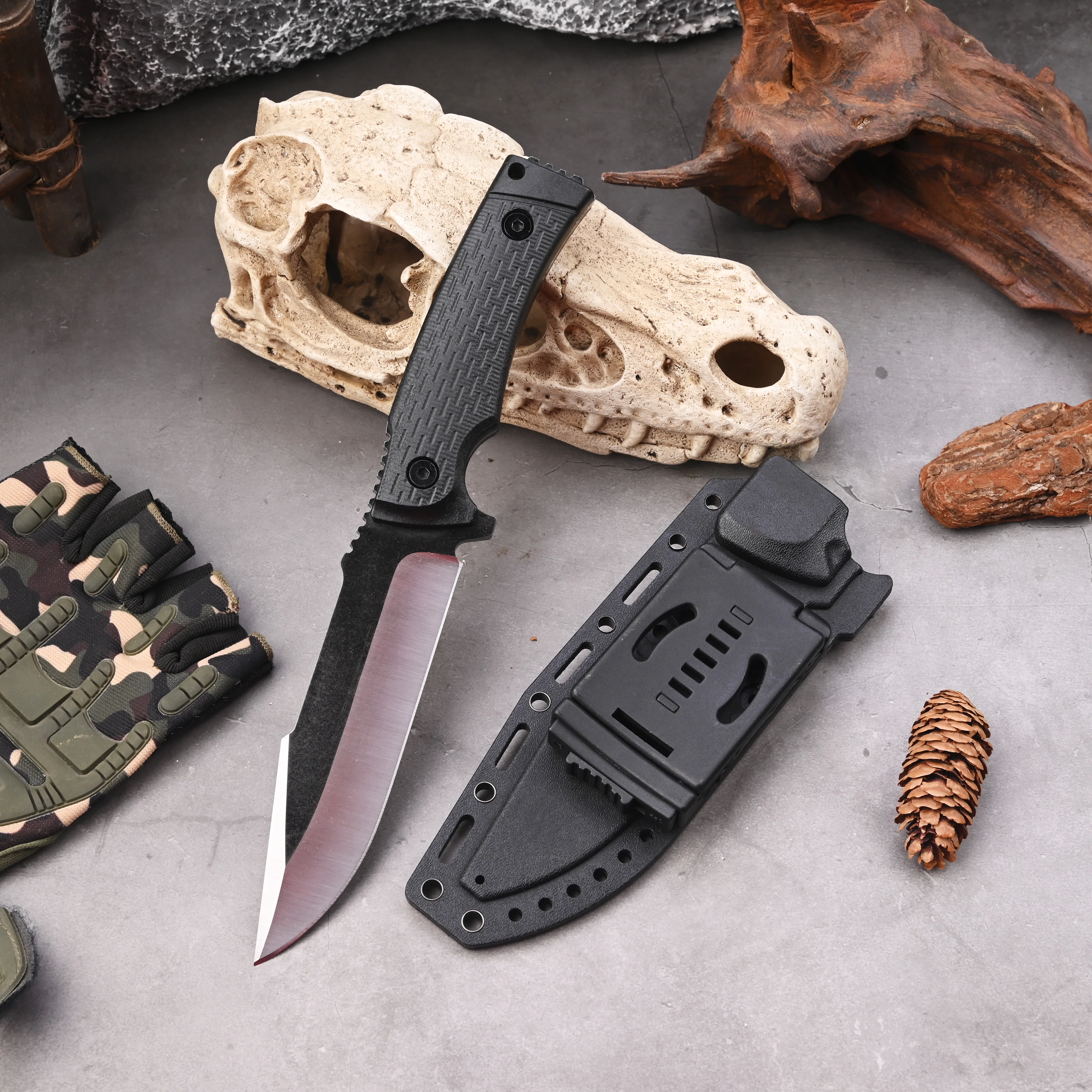 Outdoor High-Hardness Military Tactical Knife, Fixed Blade, Self-Defense, Multi-purpose Survival Knife Wilderness