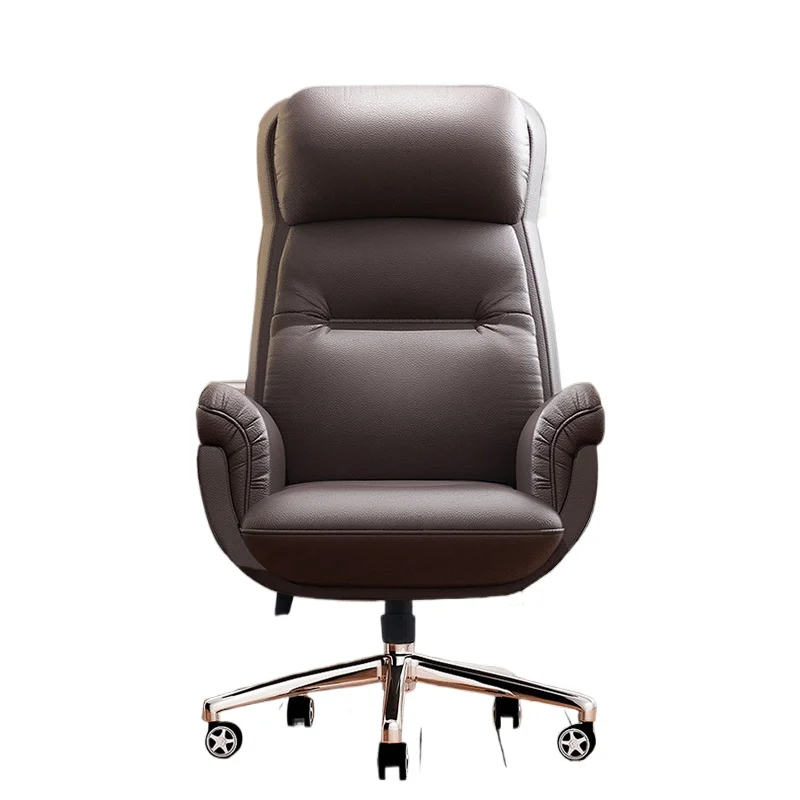 

Кожаное кресло босса, офисное кресло, простое высококачественное удобное сидячее компьютерное кресло с откидной спинкой