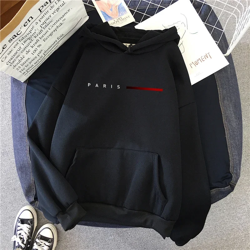 

Paris Fashion Woman Hoodies Autumn Winter Daily Casual Sporty Hooded Sweatshirts Female Home Outdoor Comfort Warm Loose Pullover