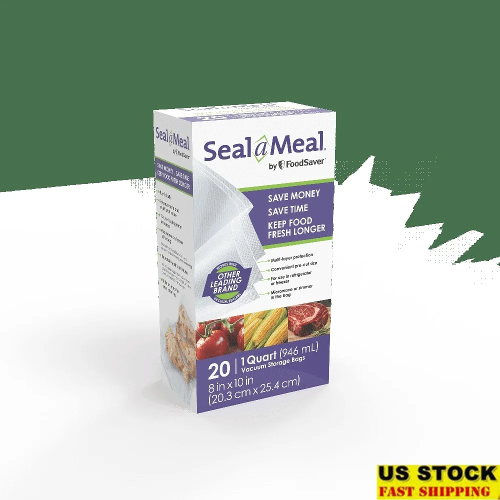 

1 Quart Vacuum Seal Bags 20 Pack Food Storage Precut Durable BPA Free Puncture Resistant Ideal Freezer Sous Vide Camping