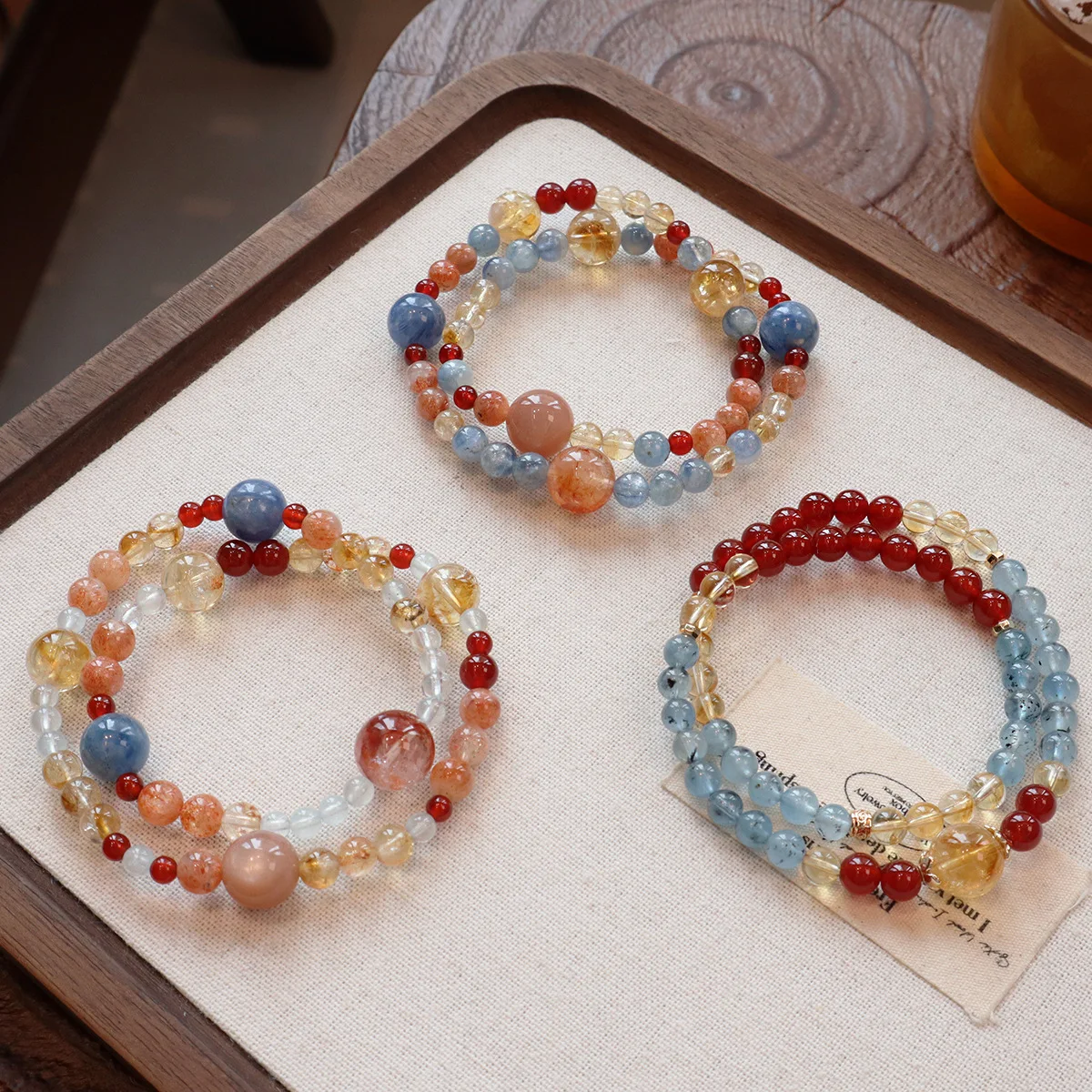 

Double Wrap Natural Stones Kyanite Aquamarine Yellow Tower Citrine Crystal Beaded Bracelet for Women Luxury Healing Fine Jewelry