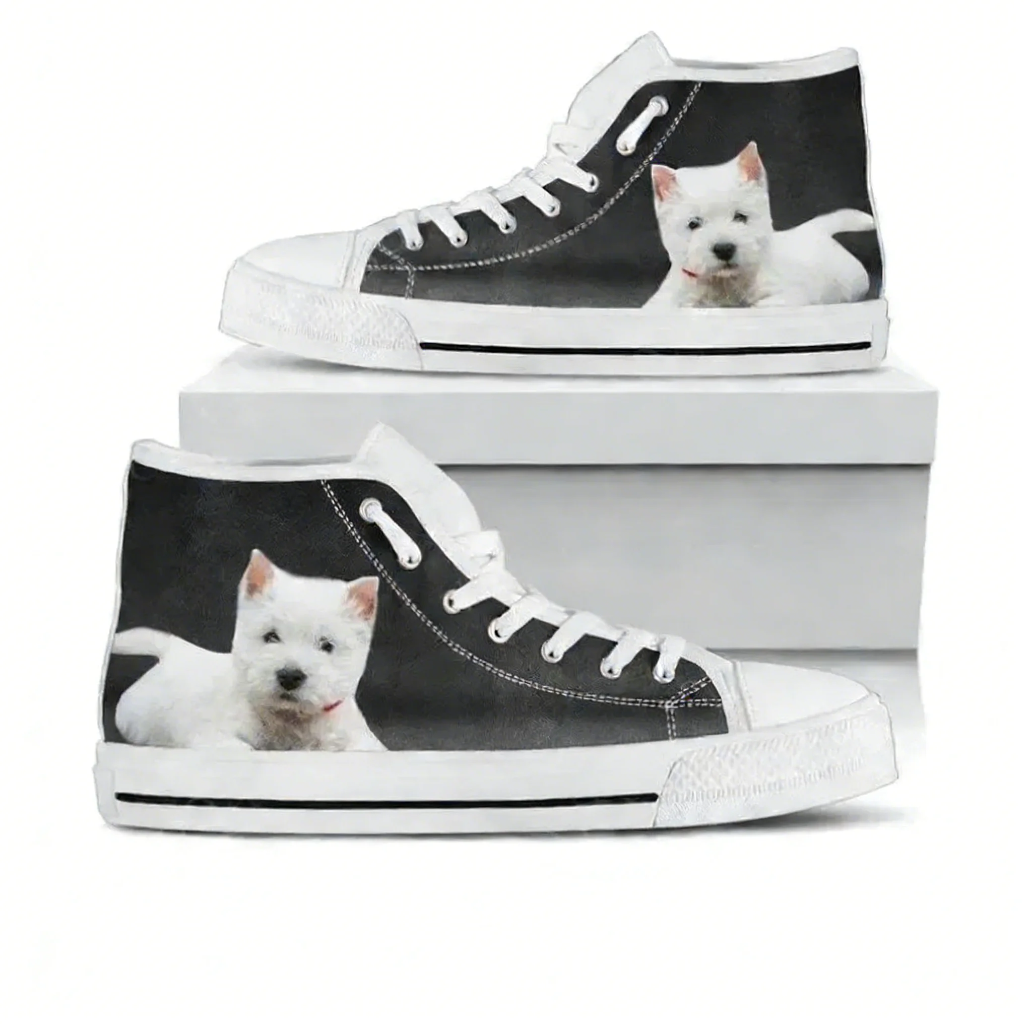 

Westie High Top Shoes Mens Womens Teenager Sneakers Canvas High Quality Outdoor Daily Sneaker Custom Made Couple Shoe