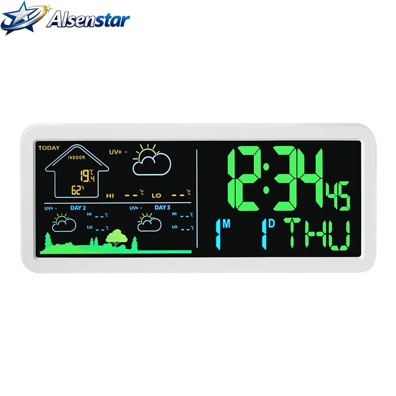 New Simple Weather Forecast Electronic Alarm Clock Multifunctional Thermometer Hygrometer LED Wall Clock for Home