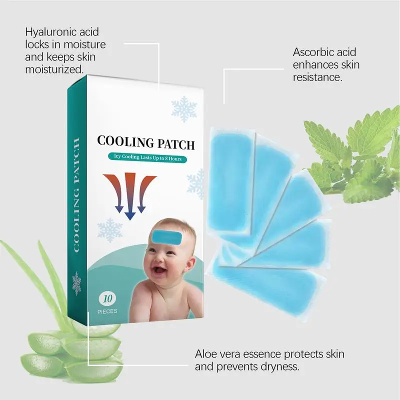 Kid Fever Patch Cooling Relief Fever Reducer 10 vellen Natuurlijke zachte gelvellen voor kinderen Ongemak en hoofdpijn Verlichting Vermoeidheid