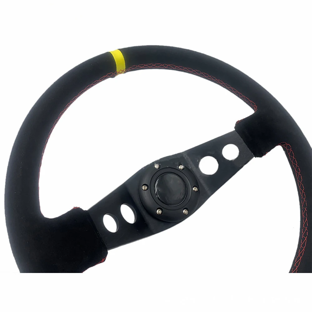 14 Inch 350MM Universal Frosted Steering Wheel Deep Concave Suede Steering Wheel Car Accessories Personalization