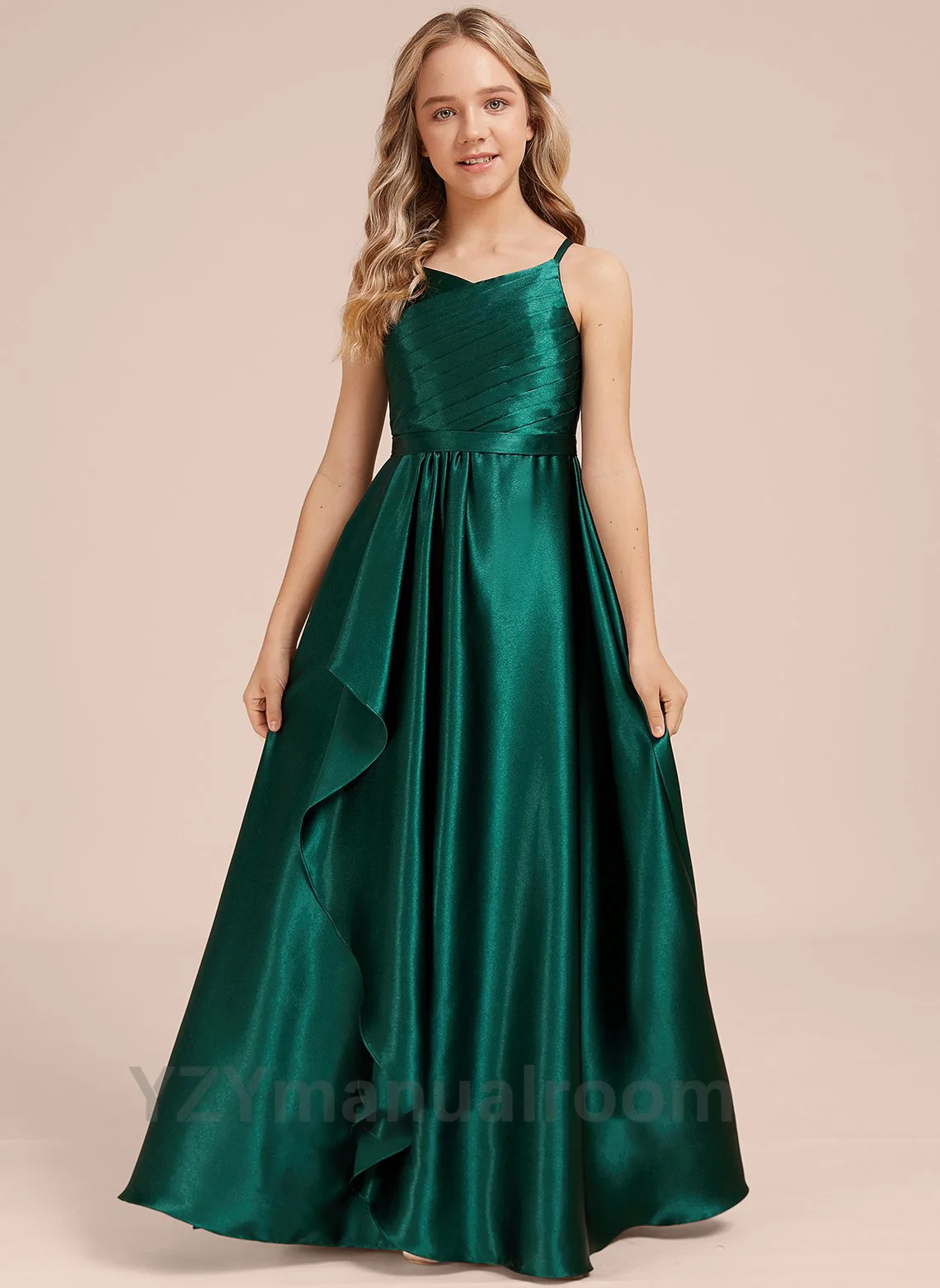 Girls Backless Halter Floor Length Teen Evening Gown Girls Dress Junior Bridesmaid Dress First Communion Formal Dress/Customizab