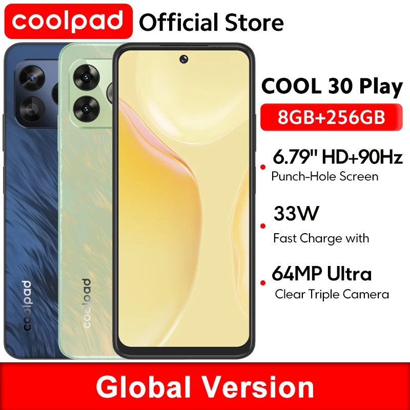 coolpad COOL 30-play smartphone NFC 6,79 "HD+ 90 Hz Punch-hole scherm 64 MP drievoudige camera Helio G99-processor 33 W 5000 mAh batterij