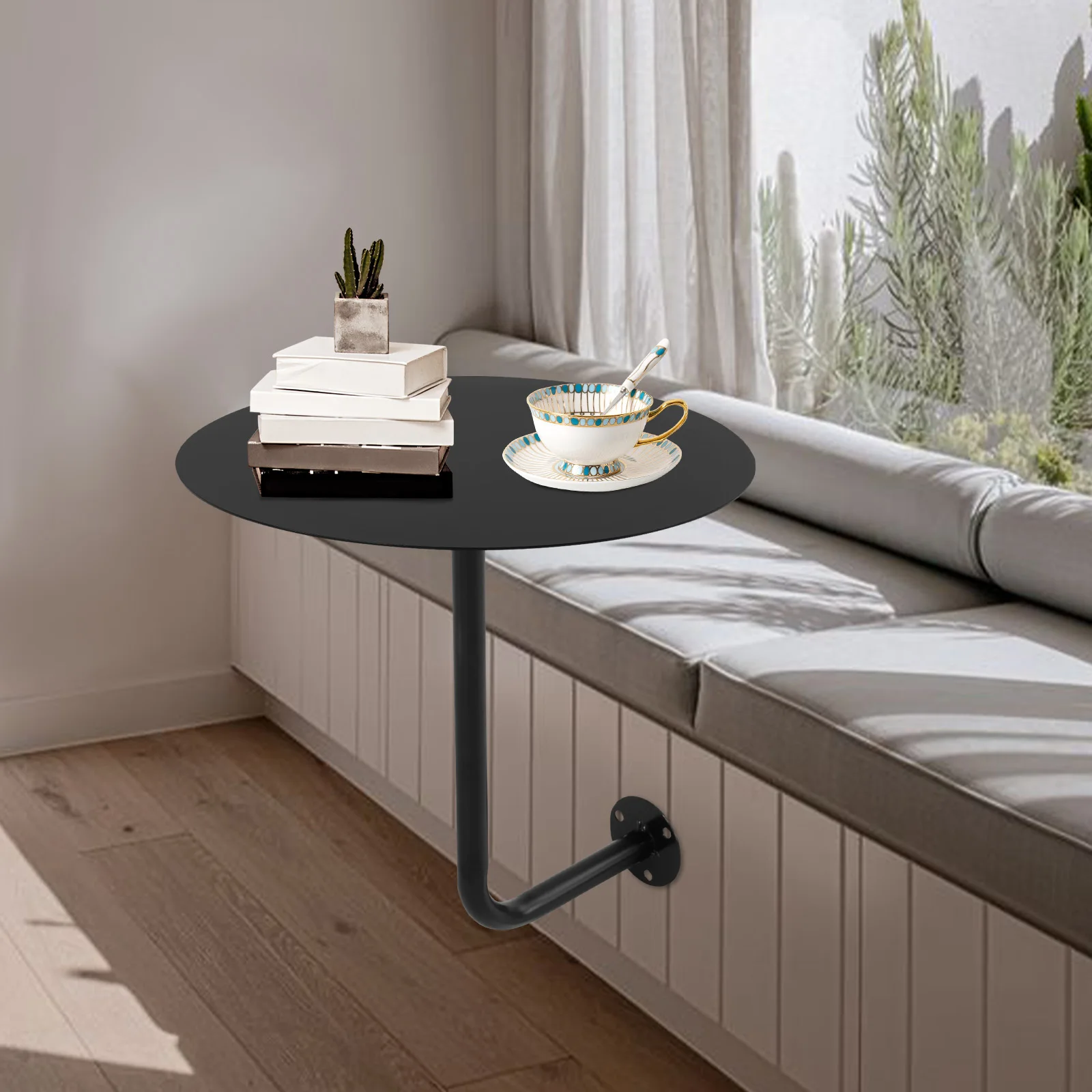 Wall Mounted Circular Side Tables Coffee Shops Milk Tea Shops and Ssmall Round Table Storage Racks for Home Decor