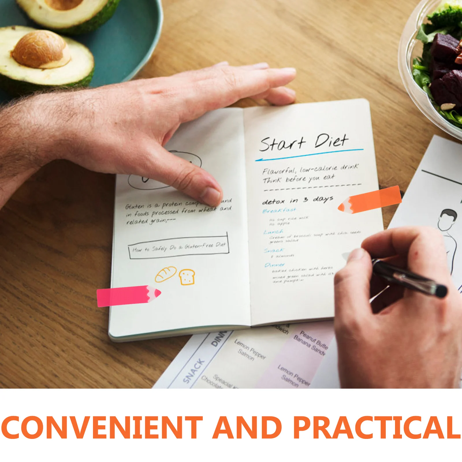 

500Pcs Fluorescent Film Transparent Sticky Index Tabs Colored Page Markers for Document Highlight Reading Supplies