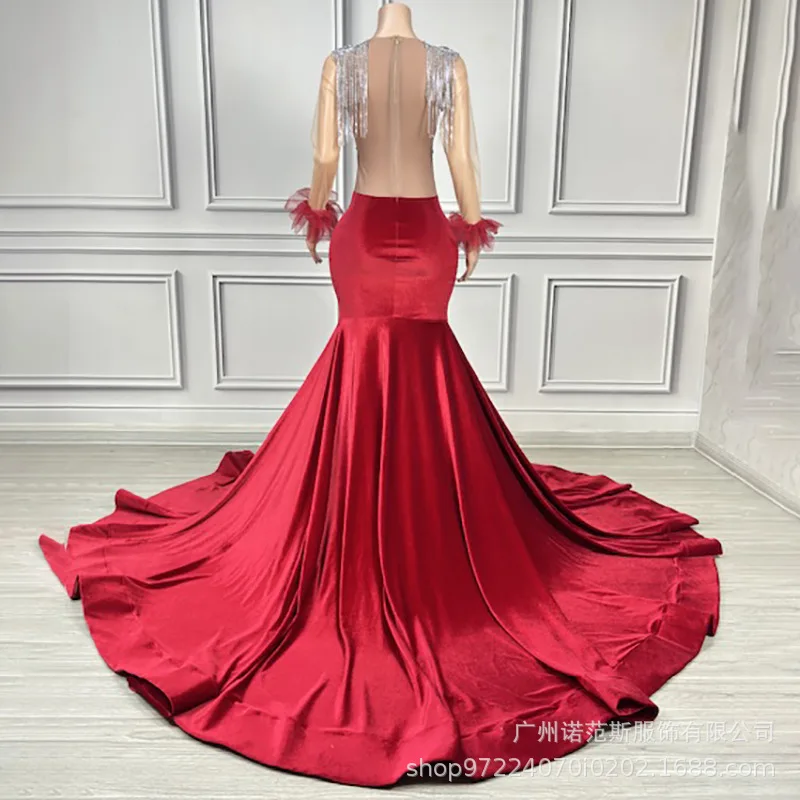 فستان الخطوبة والولائم نخب جوقة مضيفة مسابقة الأغنية الحمراء موصل كوكتيل حفلة سهرة فستان فيستدوس دي نوش أنيق