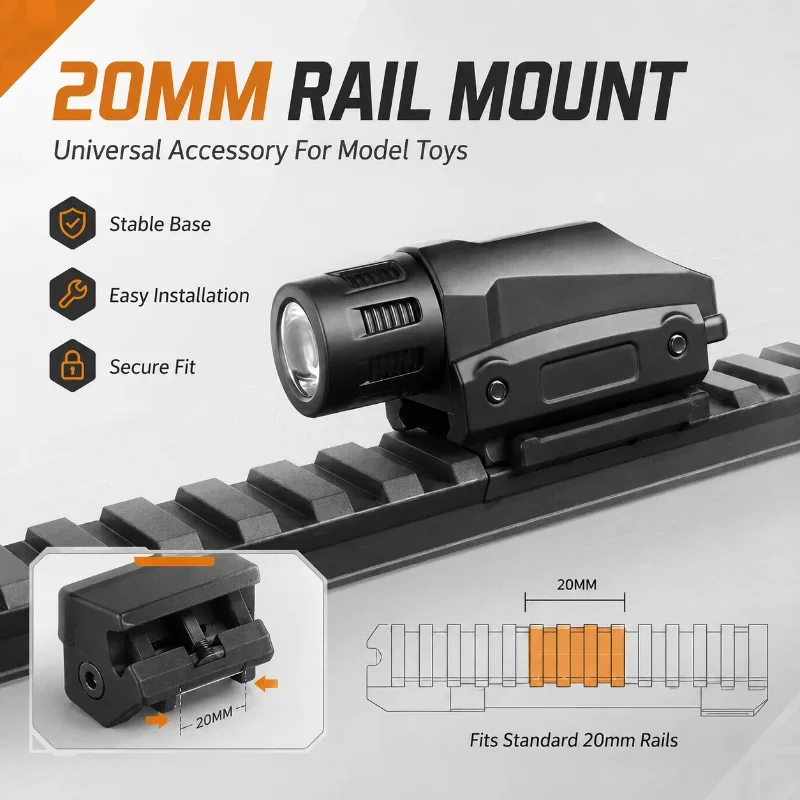 Metal Flashlight Illumination Unit Button Battery Powered 20mm Rail Mount Hobby Toy Decorative Lighting