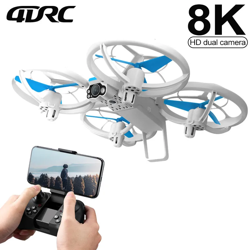 4DRC NEW V33 8K 미니 드론 4K 전문가용 HD 광각 카메라 360 °   보호 WiFi FPV 드론 높이 유지 RC 쿼드콥터 선물 장난감
